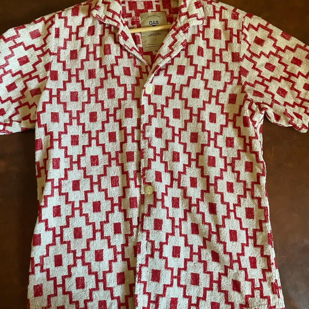 OAS Red and White Patterned Cuba Terrycloth